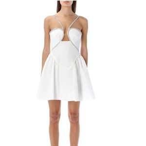 SELF-PORTRAIT Crystal-embellished tulle-trimmed taffeta mini dress